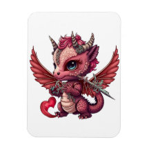 Ein Herz Schwanz Baby Red Dragon Valentine Magnet