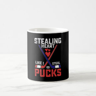 Ein Herz stehlen wie ich Pucks stehle Hockey Valen Kaffeetasse