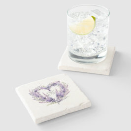 Ein Herz von Lavender. Lila Muster Steinuntersetzer