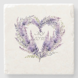 Ein Herz von Lavender. Lila Muster Steinuntersetzer