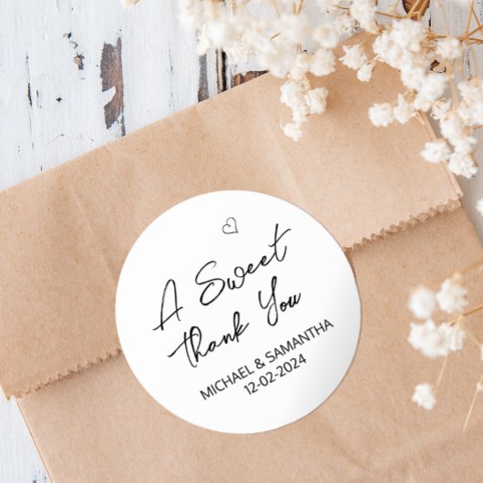 Ein herzlicher Dank für Ihre Gastgeschenk Hochzeit Runder Aufkleber