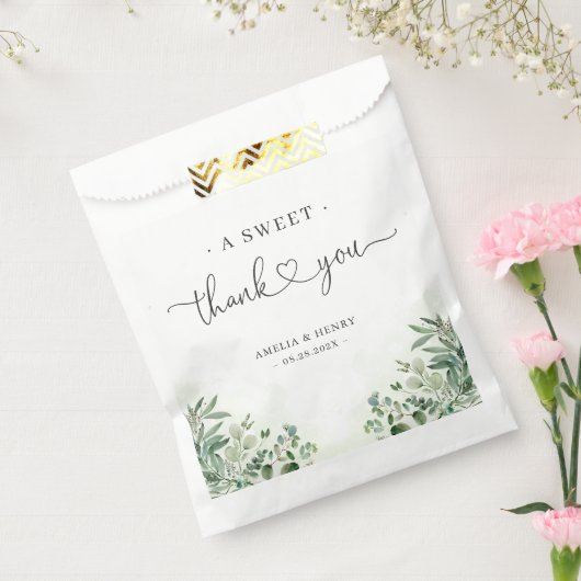 Ein herzlicher Dank | Grüne Eukalyptus Wedding Geschenktütchen (Versiegelt)