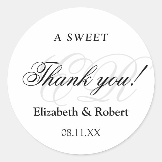 Ein herzliches Dankeschön Minimalistische Hochzeit Runder Aufkleber (Vorderseite)