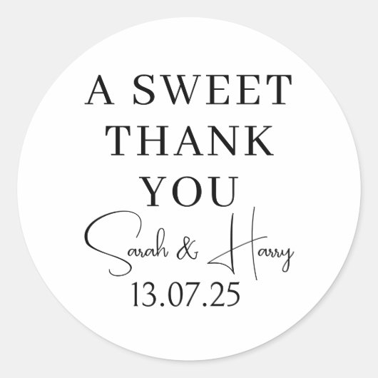 Ein herzliches Dankeschön // Moderne Hochzeitstick Runder Aufkleber (Vorderseite)