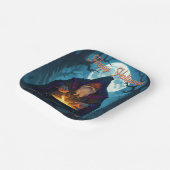 Ein Hexenmeister bricht ein Halloween-Party auf Pappteller (Gewinkelt)