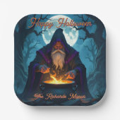 Ein Hexenmeister bricht ein Halloween-Party auf Pappteller (Vorderseite)