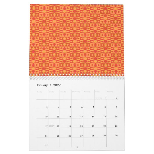 Ein Hintergrundmuster mit Orange und Pfirsich Kalender (Jan 2027)
