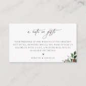 Ein Hinweis auf das Geschenk Wintergarten Hochzeit Begleitkarte (Vorderseite)