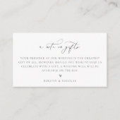 Ein Hinweis auf Geschenke Dusty Blue Wedding Begleitkarte (Vorderseite)