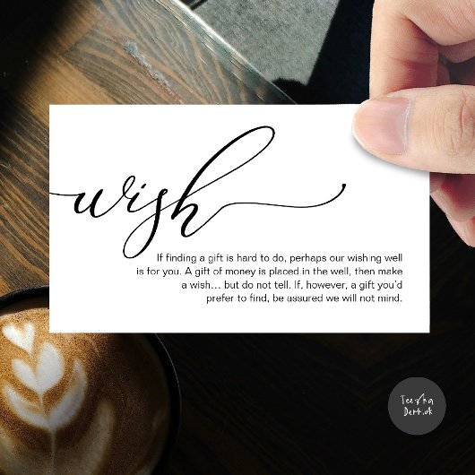 Ein Hinweis auf Geschenke, Flitterwochen-Wunschgel Begleitkarte