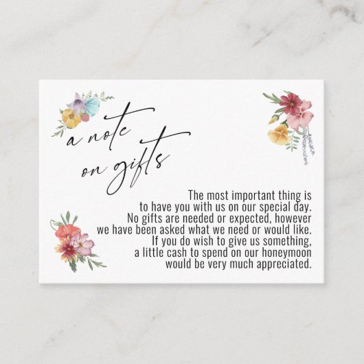 Ein Hinweis auf Geschenke gestrichene Wildblumen H Begleitkarte (Vorderseite)