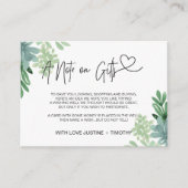 Ein Hinweis auf Geschenke Hochzeitsgeschenke, die Begleitkarte (Vorderseite)