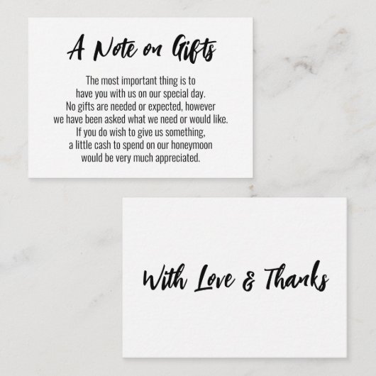 Ein Hinweis auf Geschenke Lässige Handschrift Hoch Begleitkarte (Vorne/Hinten)