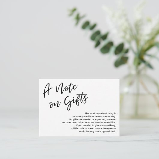 Ein Hinweis auf Geschenke Lässige Handschrift Hoch Begleitkarte (Stehend Vorderseite)