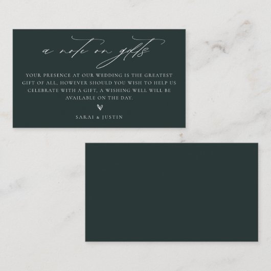 Ein Hinweis auf Geschenke mit Hochzeitskarte Begleitkarte (Vorne/Hinten)