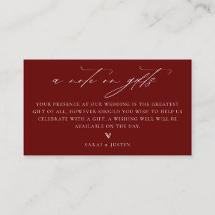 Ein Hinweis auf Geschenke mit Hochzeitskarte Begleitkarte