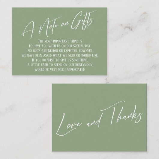 Ein Hinweis auf Geschenke Moderne Handschrift Seit Begleitkarte (Vorne/Hinten)