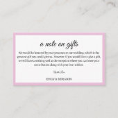 Ein Hinweis auf Geschenke Moderne Hochzeit wünsche Begleitkarte (Vorderseite)