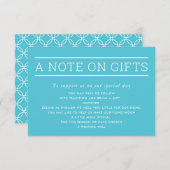 EIN HINWEIS AUF GIFTS einfache moderne Art türkis  Einladung (Vorne/Hinten)