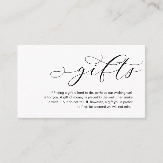 Ein Hinweis auf Hochzeitsgeschenke, schöne Eleganz Begleitkarte (Vorderseite)
