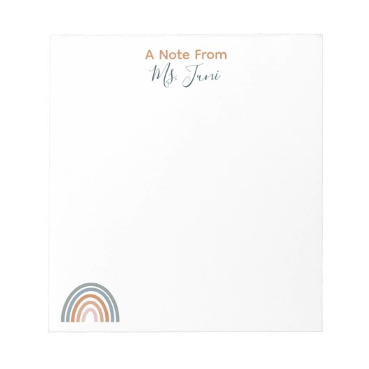 Ein Hinweis aus dem Niedlichen Rainbow-Lehrer-Note Notizblock (Vorderseite)