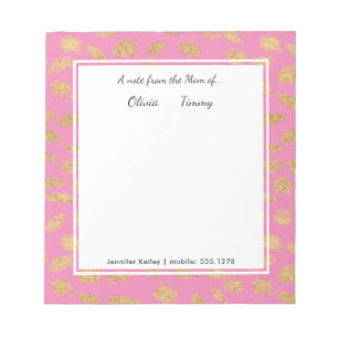 Ein Hinweis aus der Mama von ...Pink & Gold Person Notizblock