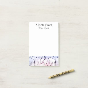 Ein Hinweis aus farbenfroher Musiknote Post-it Klebezettel