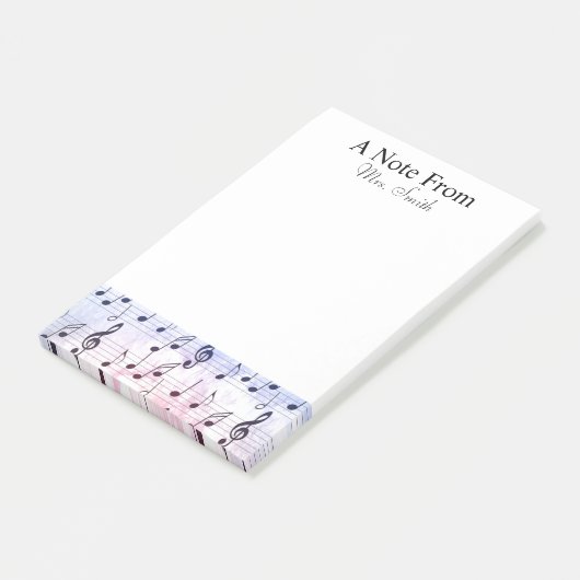 Ein Hinweis aus farbenfroher Musiknote Post-it Klebezettel (angewinkelt)