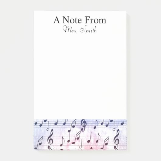 Ein Hinweis aus farbenfroher Musiknote Post-it Klebezettel (Vorderseite)