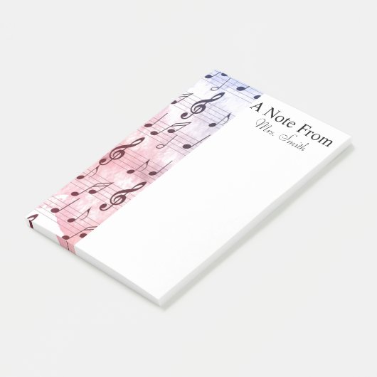 Ein Hinweis aus farbenfroher Musiknote Post-it Klebezettel (angewinkelt)