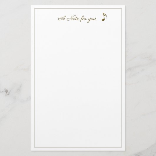 Ein Hinweis für Ihre Musiknote Metallic Gold Briefpapier (Vorderseite)