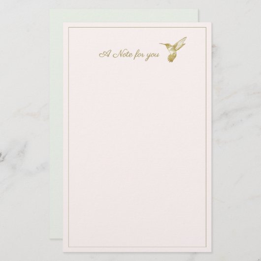 Ein Hinweis für Sie Gold Glimmer Hummingbird Briefpapier (Vorne/Hinten)