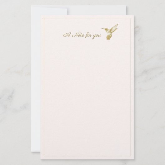 Ein Hinweis für Sie Gold Glimmer Hummingbird Briefpapier (Vorderseite)