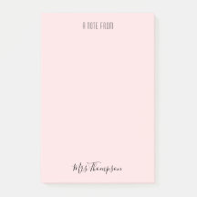 Ein Hinweis von Lehrer Blush Pink Name Post Notize