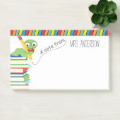 Ein Hinweis von Lehrer mit einem Bookworm Post-it Klebezettel (Büro)