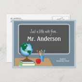Ein Hinweis von Lehrerin Chalkboard Globe Postkarte (Vorne/Hinten)
