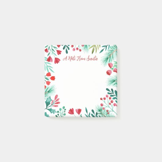 Ein Hinweis von Santa + Aquarell Winter Botanicals Post-it Klebezettel (Vorderseite)