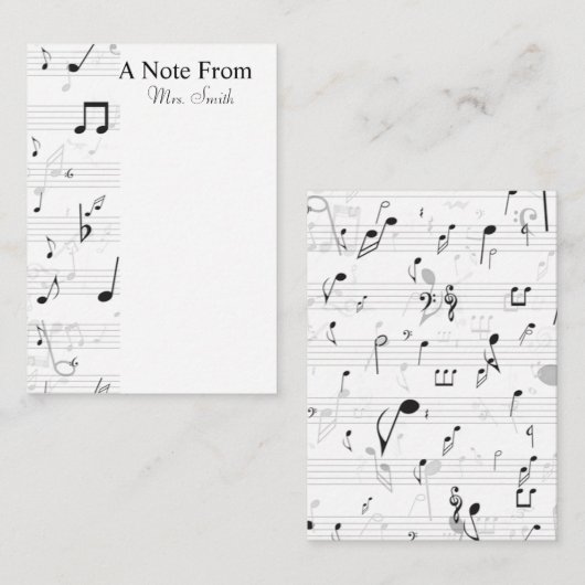 Ein Hinweis von Whimsical Musiknote Musician Mitteilungskarte (Vorne/Hinten)