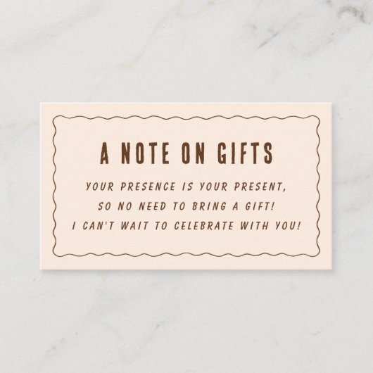 Ein Hinweis zu Geschenken | Eine Tini-Bit ältere G Begleitkarte (Vorderseite)