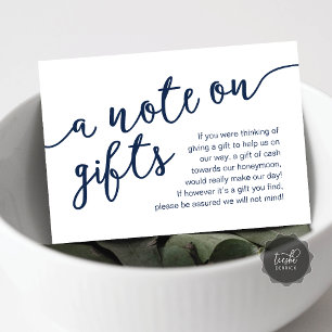 Ein Hinweis zu Geschenken, Hochzeitsgeschenkgeld W Begleitkarte