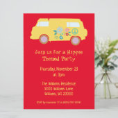 Ein hippes Party rot und gelb Einladung (Stehend Vorderseite)