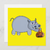 Ein Hippo mit einem Pumpkettenbeutel Feiertagskarte (Vorne/Hinten)