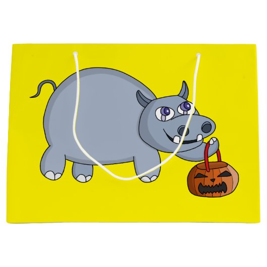 Ein Hippo mit einem Pumpkettenbeutel Große Geschenktüte (Vorderseite)