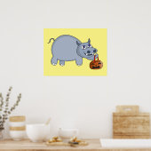 Ein Hippo mit einem Pumpkettenbeutel Poster (Küche)