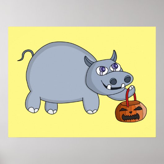 Ein Hippo mit einem Pumpkettenbeutel Poster (Vorne)