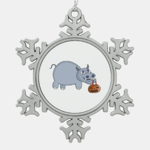 Ein Hippo mit einem Pumpkettenbeutel Schneeflocken Zinn-Ornament