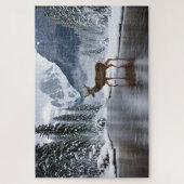 Ein Hirsch an einem Fluss im Winter Puzzle (Vertikal)