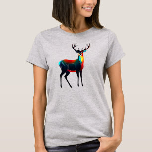 Ein Hirsch, der allein im Wald steht. T-Shirt
