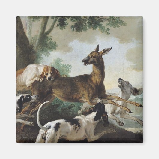 Ein Hirsch gejagt von Hunden, 1725 Magnet (Vorne)