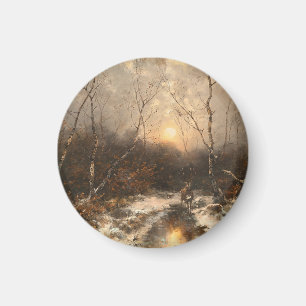 Ein Hirsch im Wald von Mondlicht - Désiré Thomassi Magnet